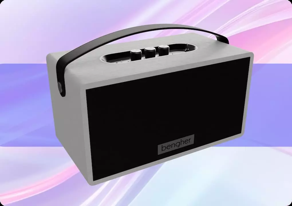 Портативная колонка Bengher с металлическим корпусом и черной тканевой решеткой