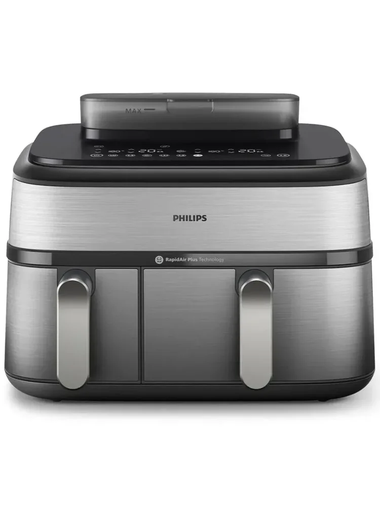 Серебристый аэрогриль Philips NA555/00 с двумя корзинами