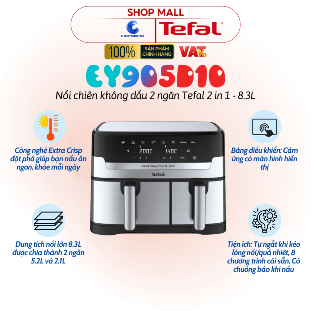 Tefal Dual Easy Fry & Grill EY905D10